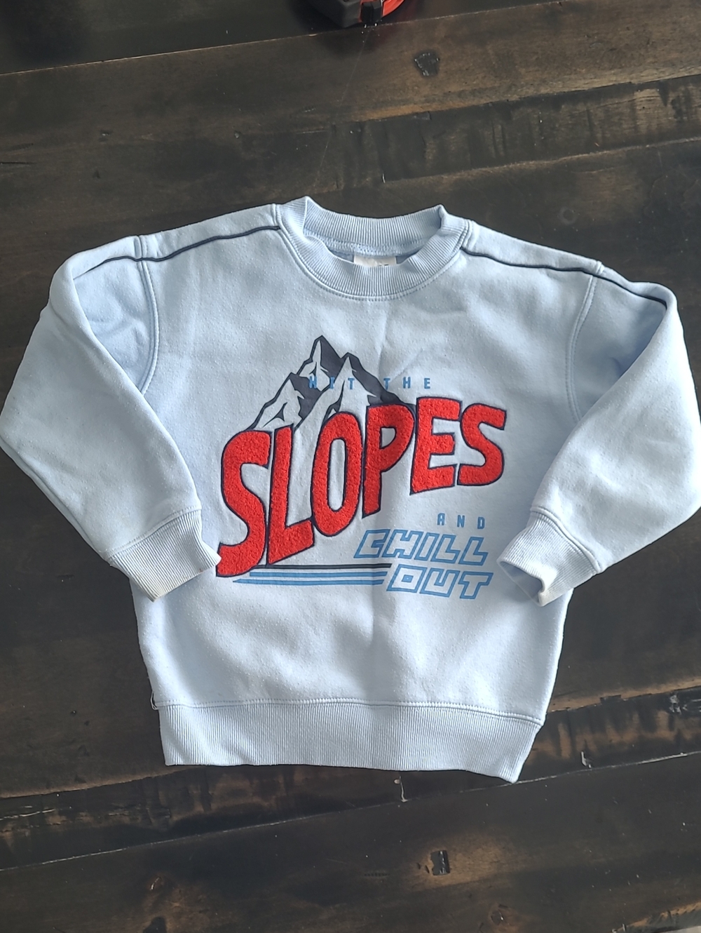 Cotton On Light Blue Kids 'SLOPES' Graphic Sweatshirt with Red Logo